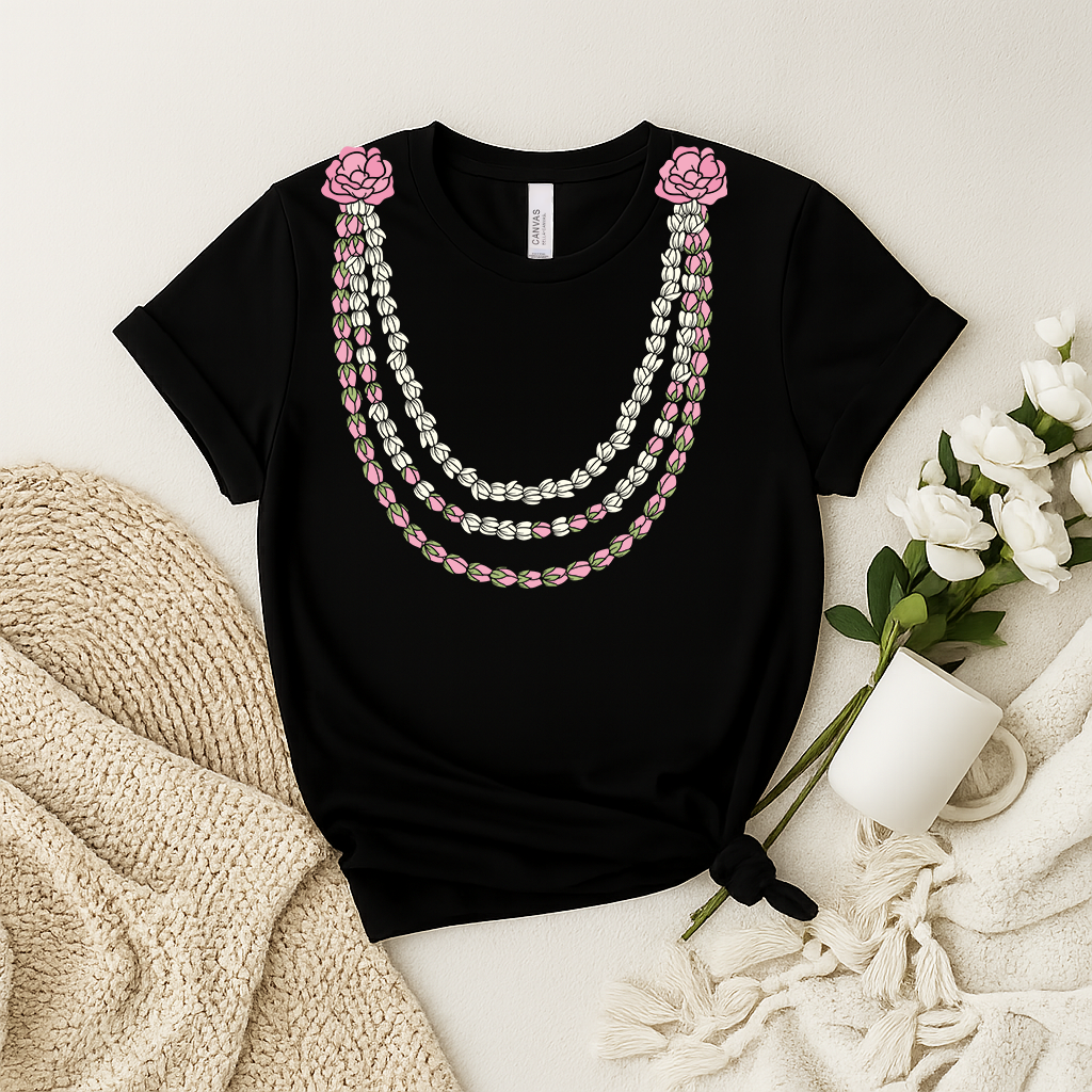 Pikake Lei Graphic T-Shirt – Hawaiian Jasmine Flower Lei Shirt