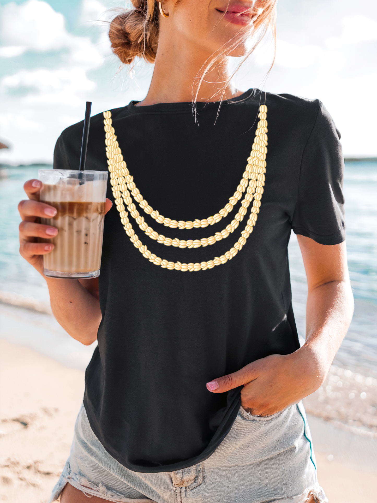 Triple Pikake Lei Necklace Tee – Island-Inspired Floral Shirt