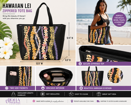 Hawaiian Lei Zippered Tote Bag