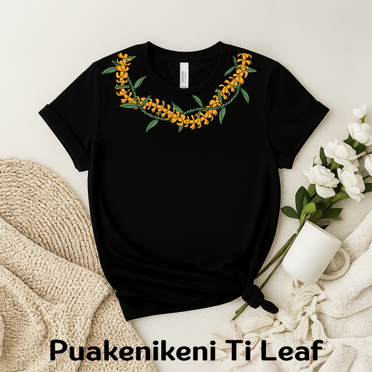 Puakenikeni Ti Leaf Lei Shirt – Hawaiian Floral Tee