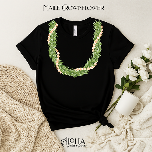 Maile & Crown Flower Lei Shirt | Hawaiian Lei Tee