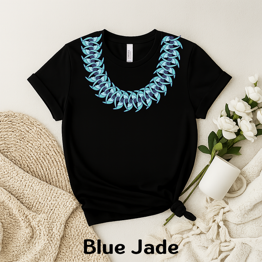 Blue Jade Lei Shirt – Hawaiian Leaf Lei Tee