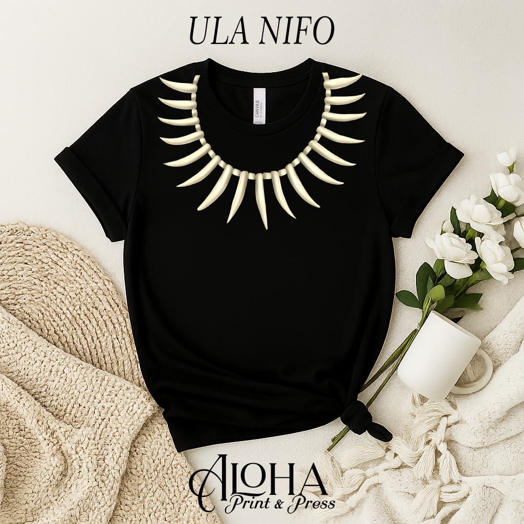ULA NIFO necklace shirt black Polynesian graphic tee Hawaii