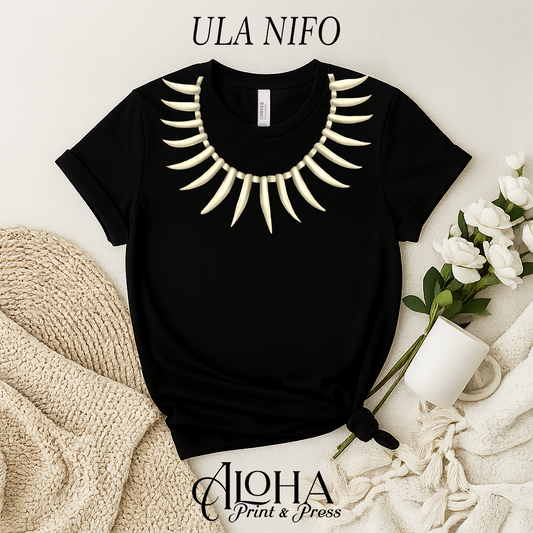 ULA NIFO necklace shirt black Polynesian graphic tee Hawaii