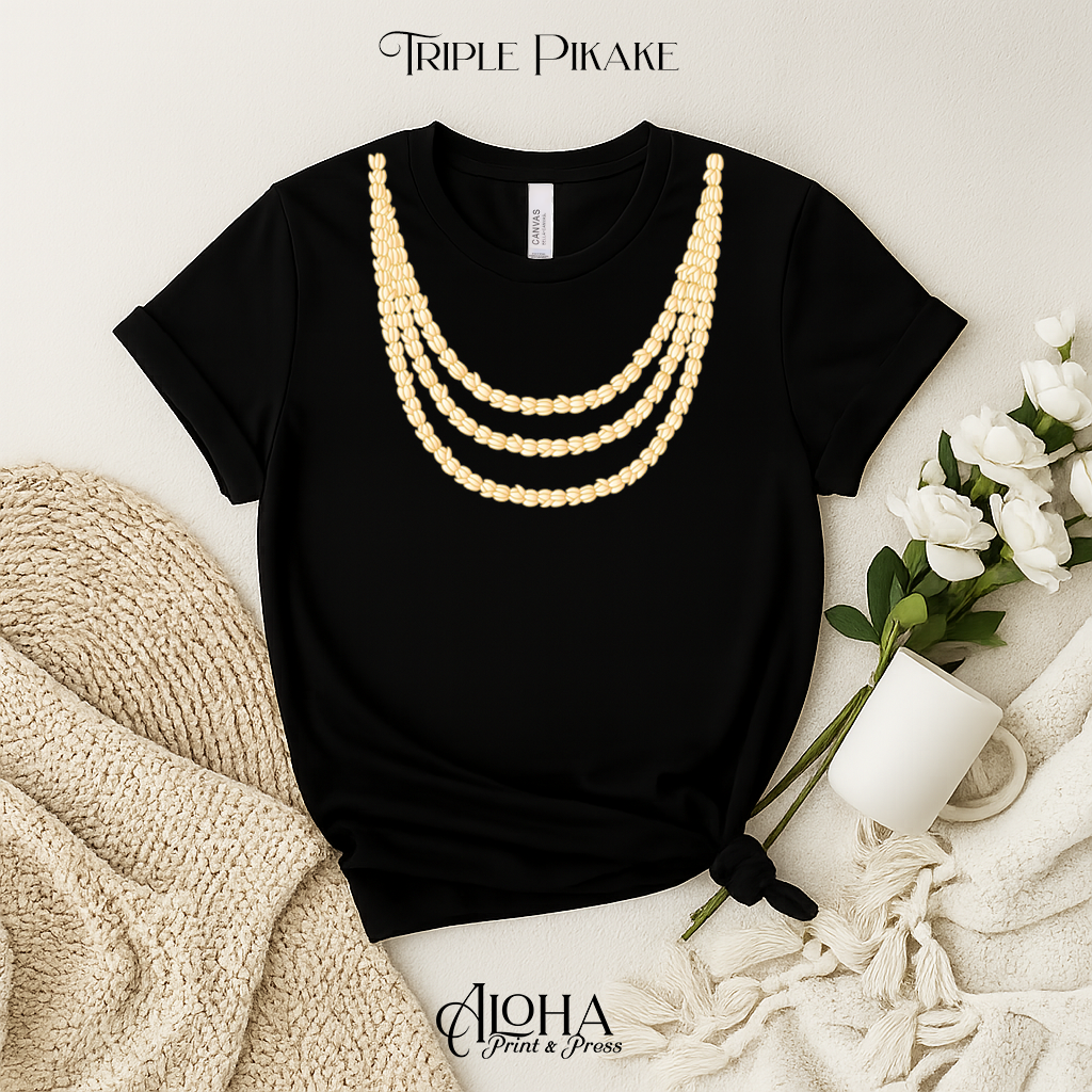 Triple Pikake Lei Necklace Tee – Island-Inspired Floral Shirt