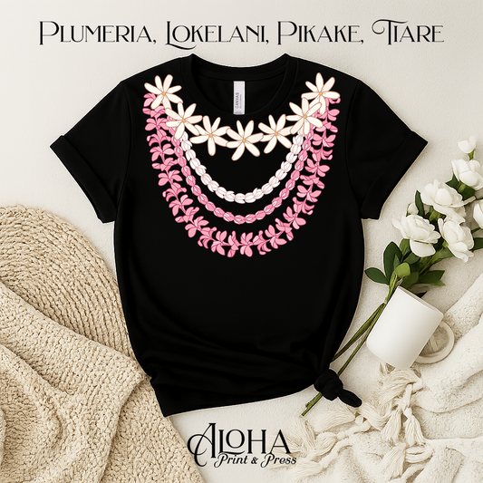 Hawaiian Lei T-Shirt – Plumeria & Pikake Floral Tee