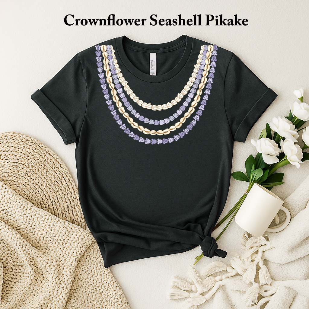 🌊 Crown flower Seashell Pikake Lei T-Shirt