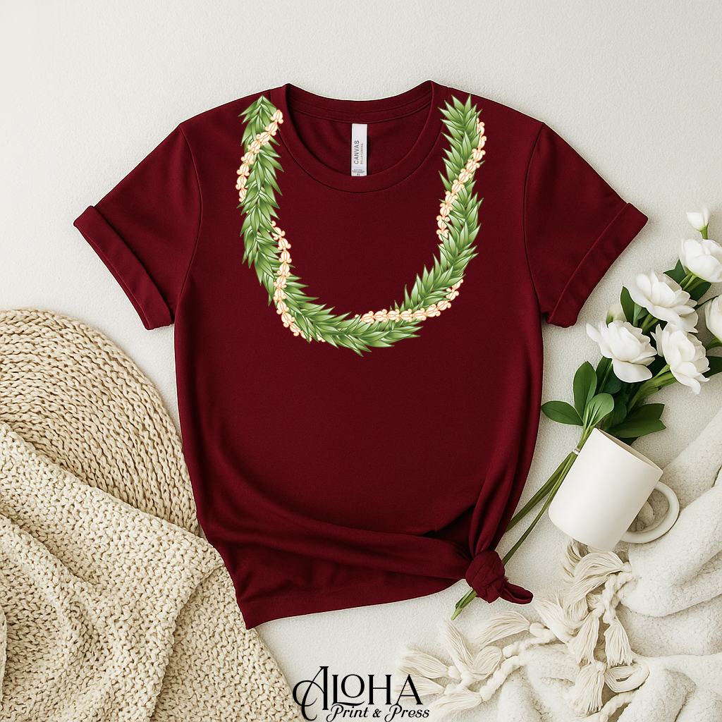 Maile & Crown Flower Lei Shirt | Hawaiian Lei Tee