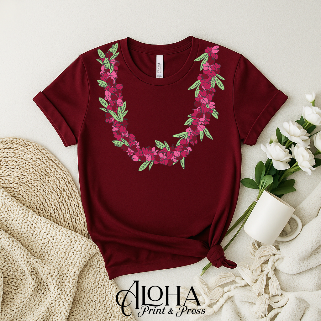 ʻAʻaliʻi Flower Lei Shirt – Hawaiian Floral Graphic Tee | Made in Hawaiʻi
