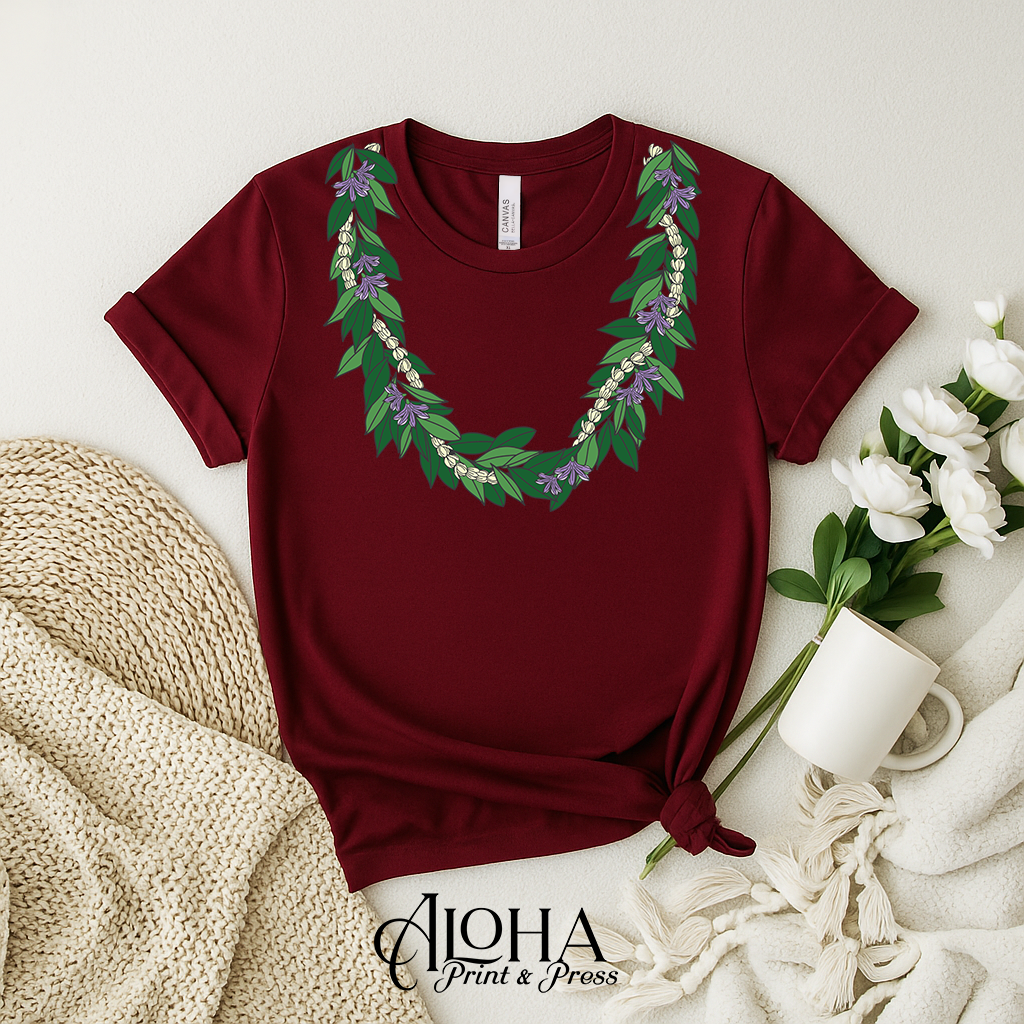 Maile Pikake Naupaka Lei Tee – Hawaiian Floral Graphic Shirt