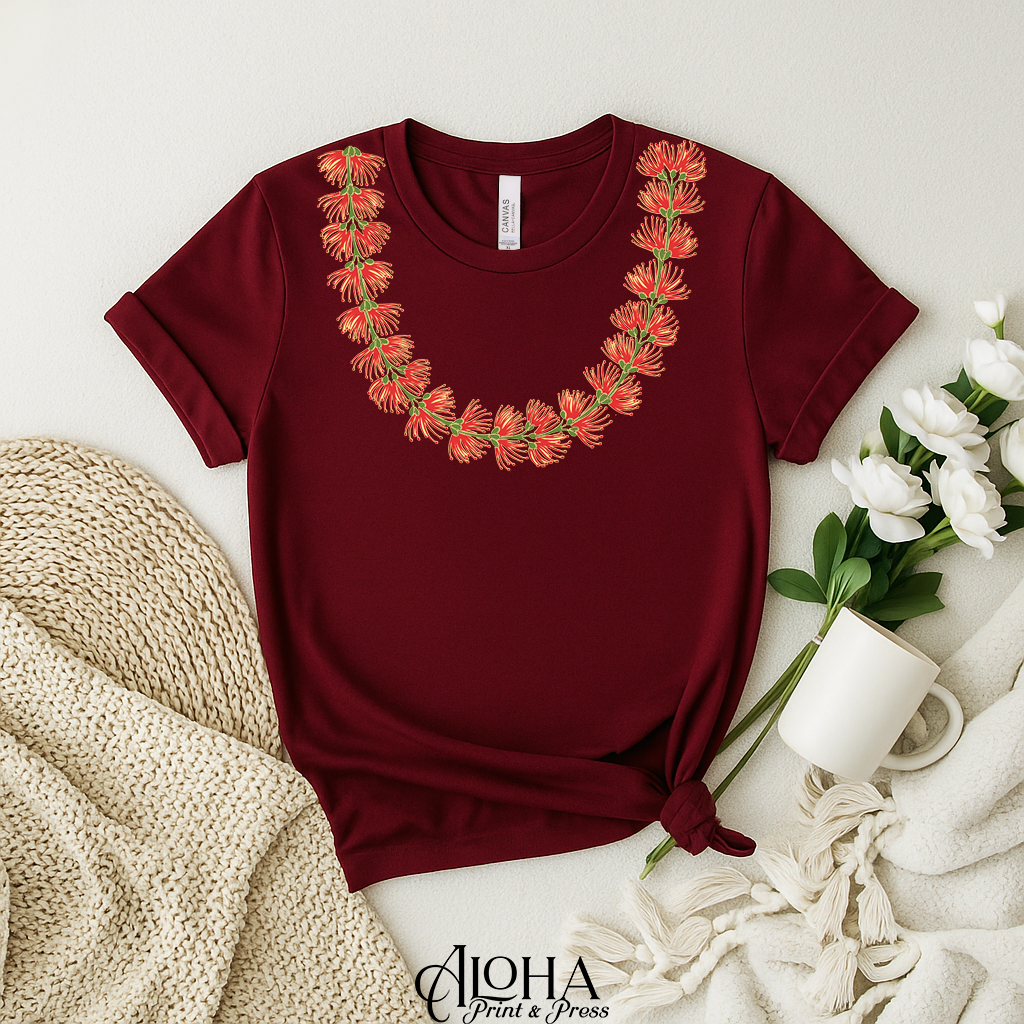 ʻŌhiʻa Lehua Lei Shirt | Hawaiian Floral Statement Tee