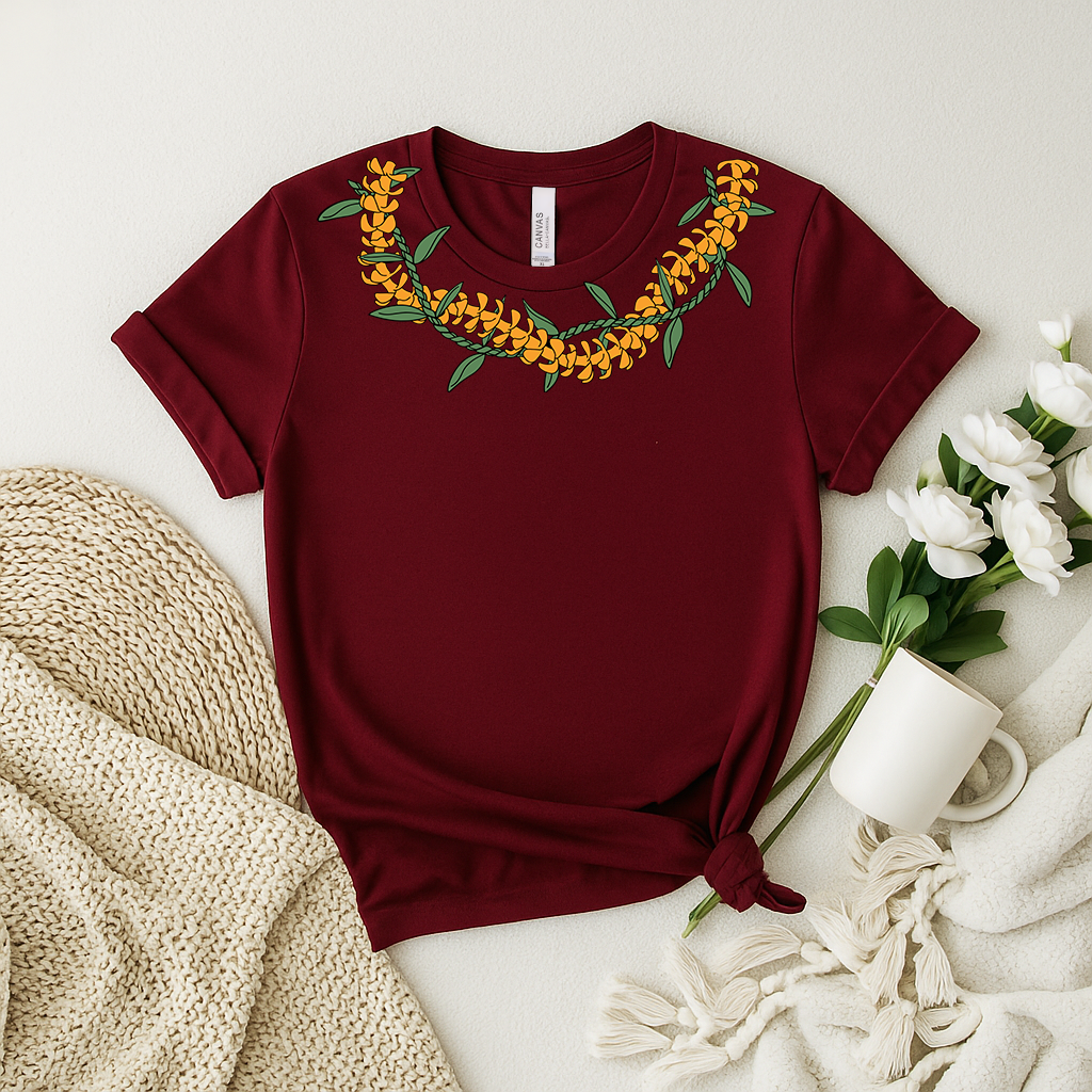 Puakenikeni Ti Leaf Lei Shirt – Hawaiian Floral Tee