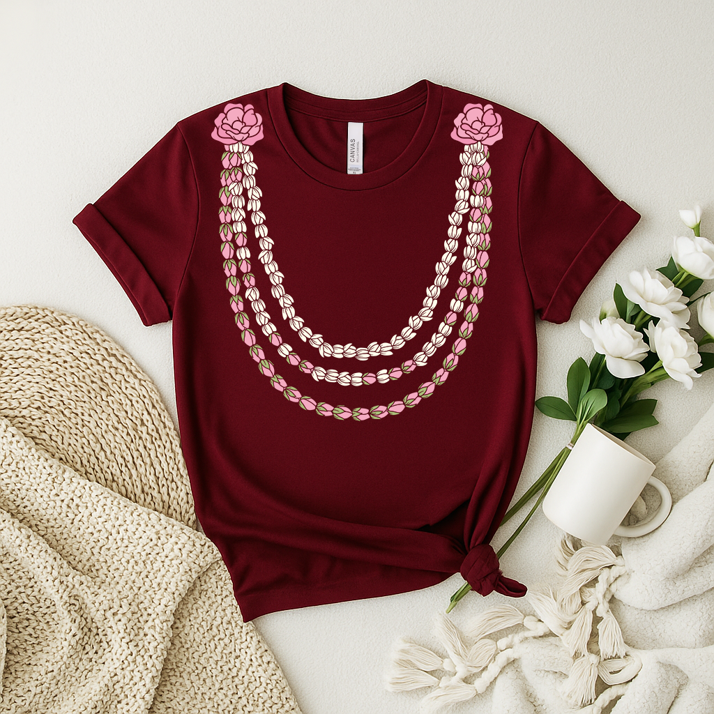 Pikake Lei Graphic T-Shirt – Hawaiian Jasmine Flower Lei Shirt