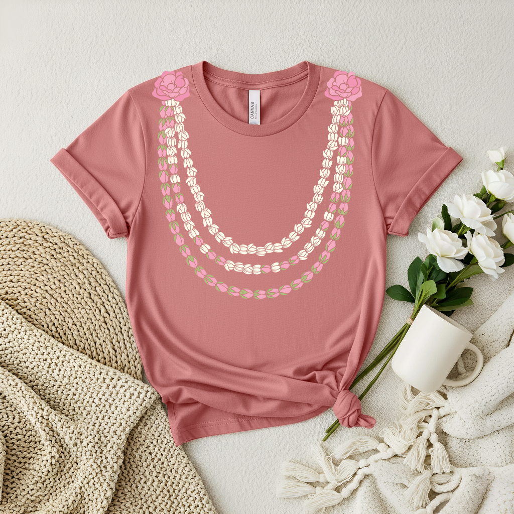 Pikake Lei Graphic T-Shirt – Hawaiian Jasmine Flower Lei Shirt