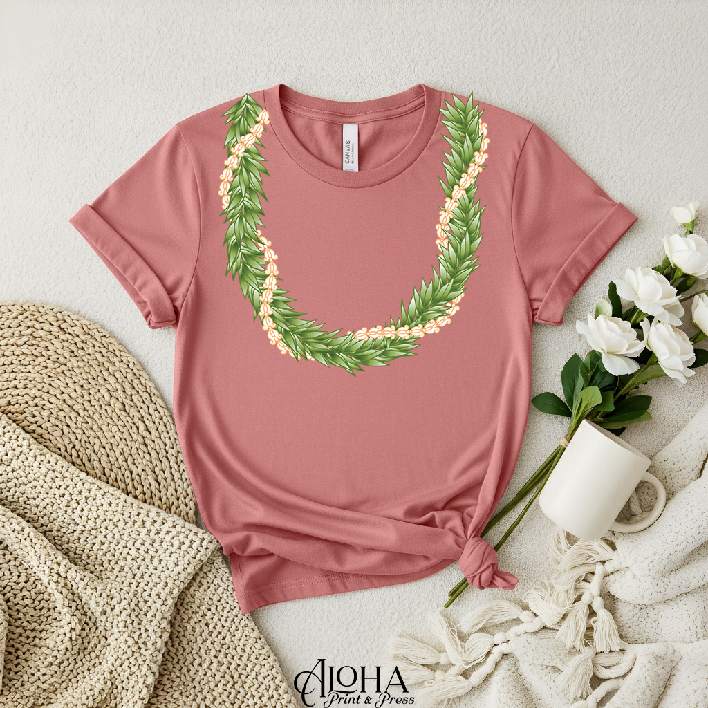 Maile & Crown Flower Lei Shirt | Hawaiian Lei Tee