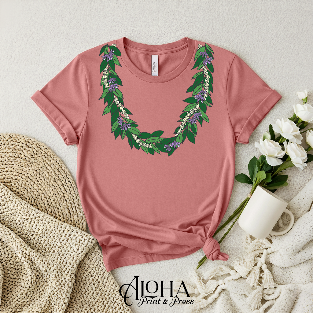 Maile Pikake Naupaka Lei Tee – Hawaiian Floral Graphic Shirt