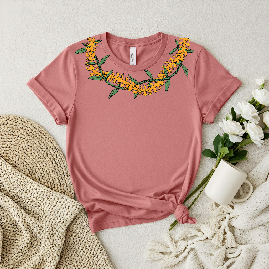 Puakenikeni Ti Leaf Lei Shirt – Hawaiian Floral Tee