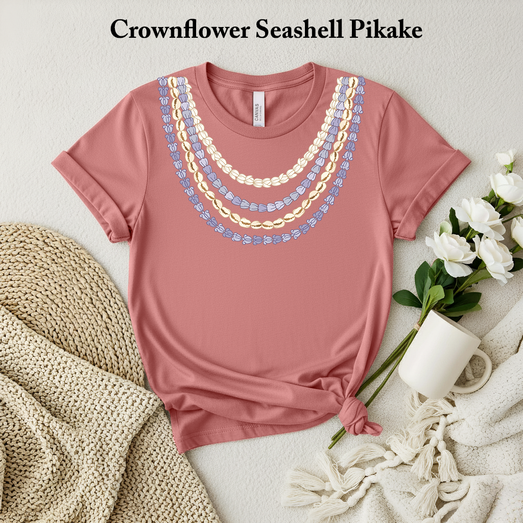 🌊 Crown flower Seashell Pikake Lei T-Shirt