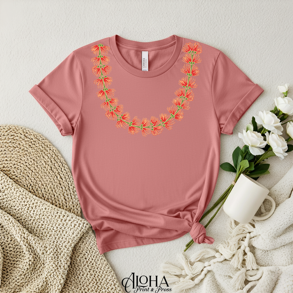 ʻŌhiʻa Lehua Lei Shirt | Hawaiian Floral Statement Tee