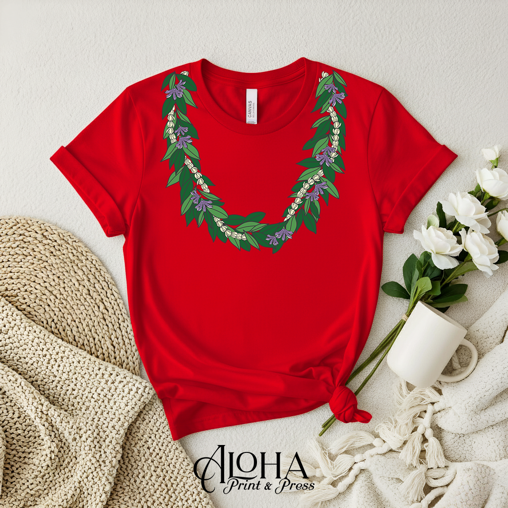 Maile Pikake Naupaka Lei Tee – Hawaiian Floral Graphic Shirt