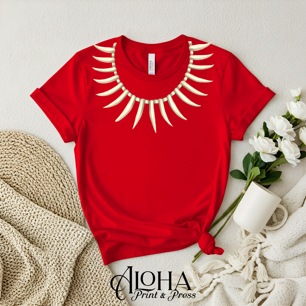 ULA NIFO necklace shirt red bold Polynesian necklace tee