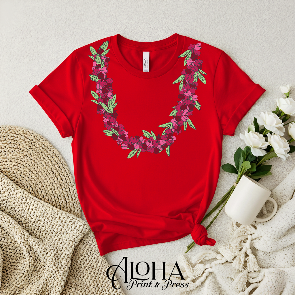 ʻAʻaliʻi Flower Lei Shirt – Hawaiian Floral Graphic Tee | Made in Hawaiʻi