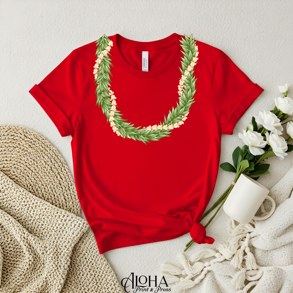 Maile & Crown Flower Lei Shirt | Hawaiian Lei Tee