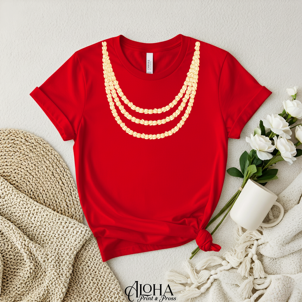 Triple Pikake Lei Necklace Tee – Island-Inspired Floral Shirt
