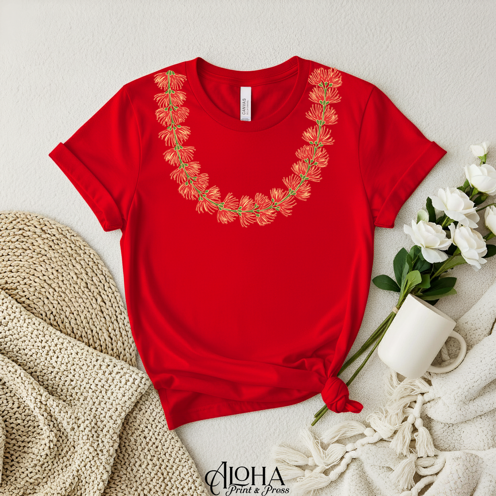 ʻŌhiʻa Lehua Lei Shirt | Hawaiian Floral Statement Tee