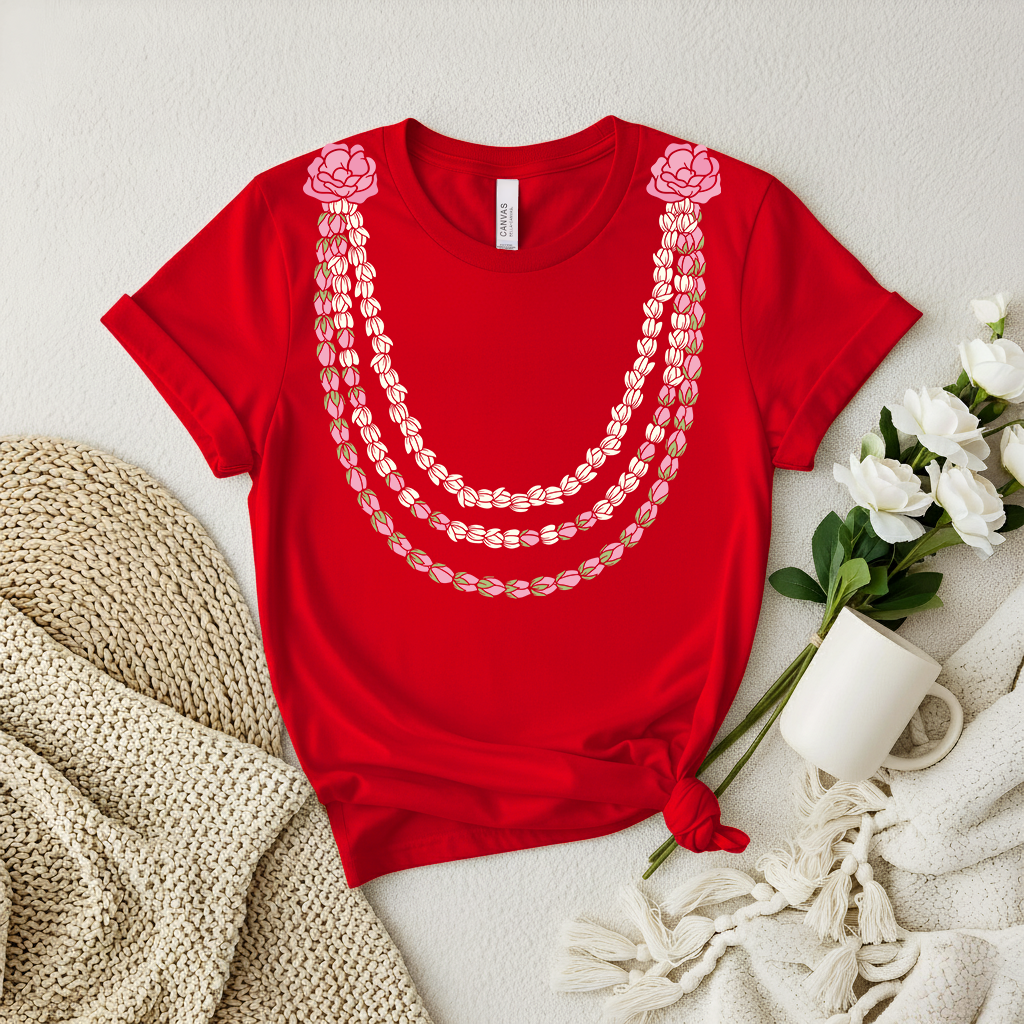 Pikake Lei Graphic T-Shirt – Hawaiian Jasmine Flower Lei Shirt