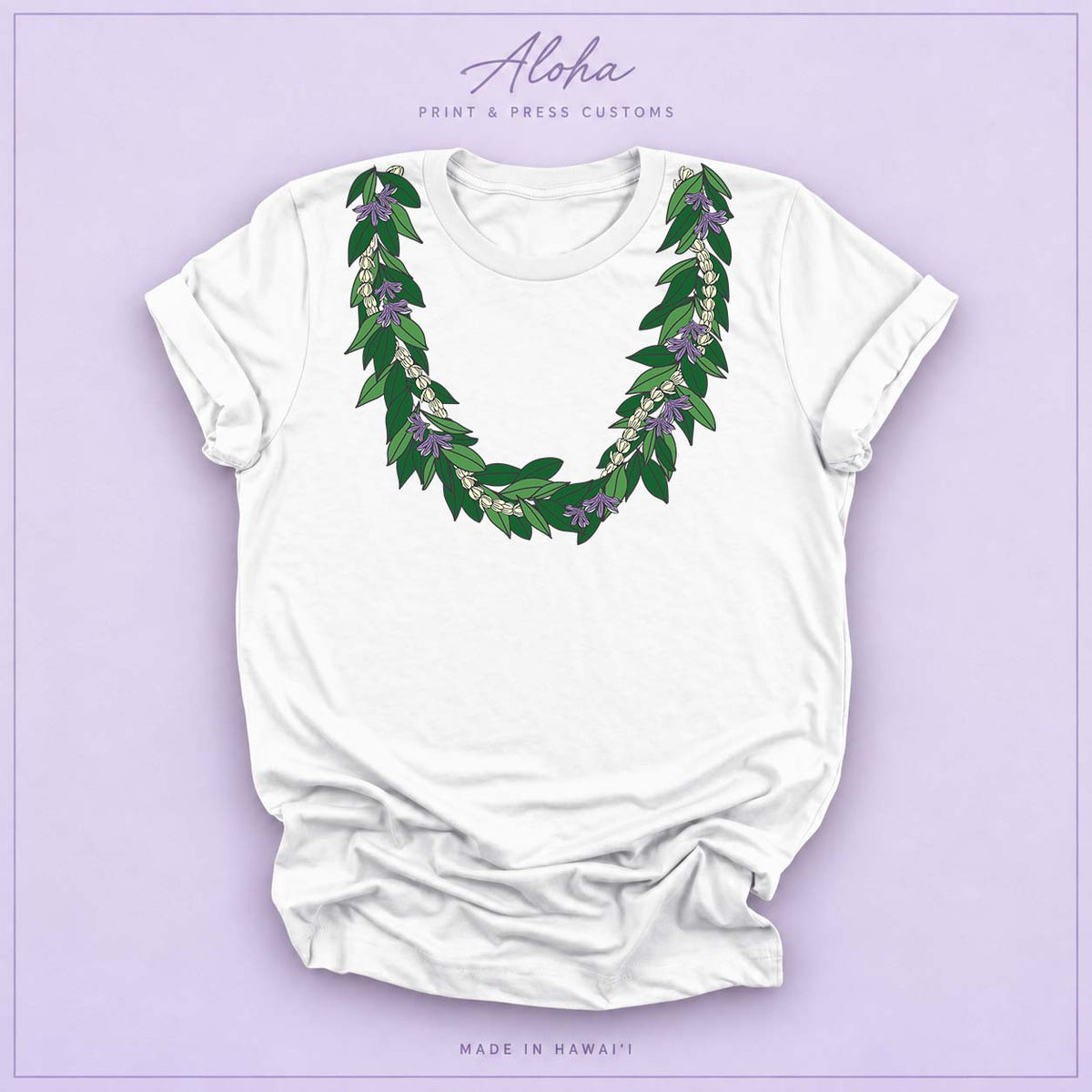 Maile Pikake Naupaka Lei Tee – Hawaiian Floral Graphic Shirt