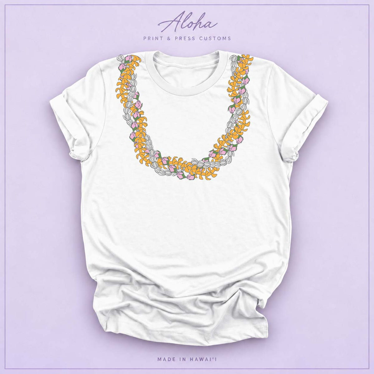 White Triple Pikake Lei Necklace Tee – Island-Inspired Floral Shirt