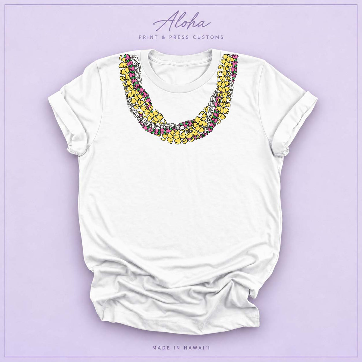 Puakenikeni, Lokelani, Pikake Lei Shirt – Hawaiian Floral Rope Lei Tee