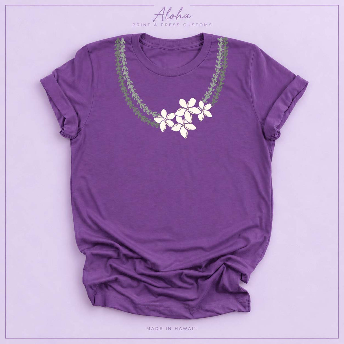 Pakalana and Pikake Hawaiian lei shirt in Royal Purple