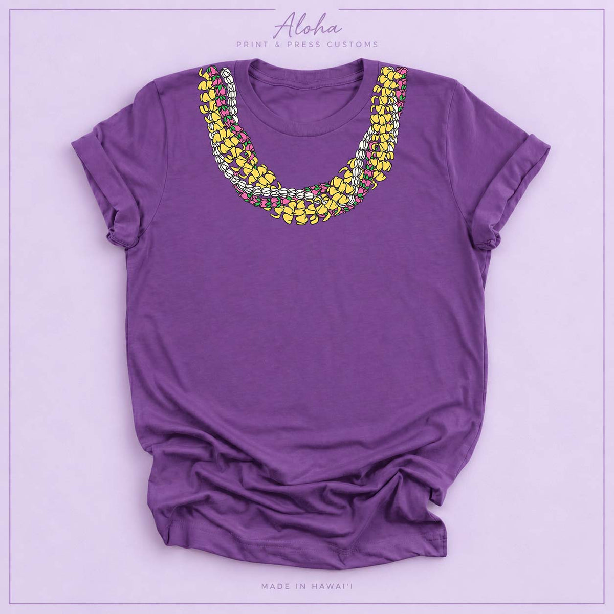 Puakenikeni, Lokelani, Pikake Lei Shirt – Hawaiian Floral Rope Lei Tee