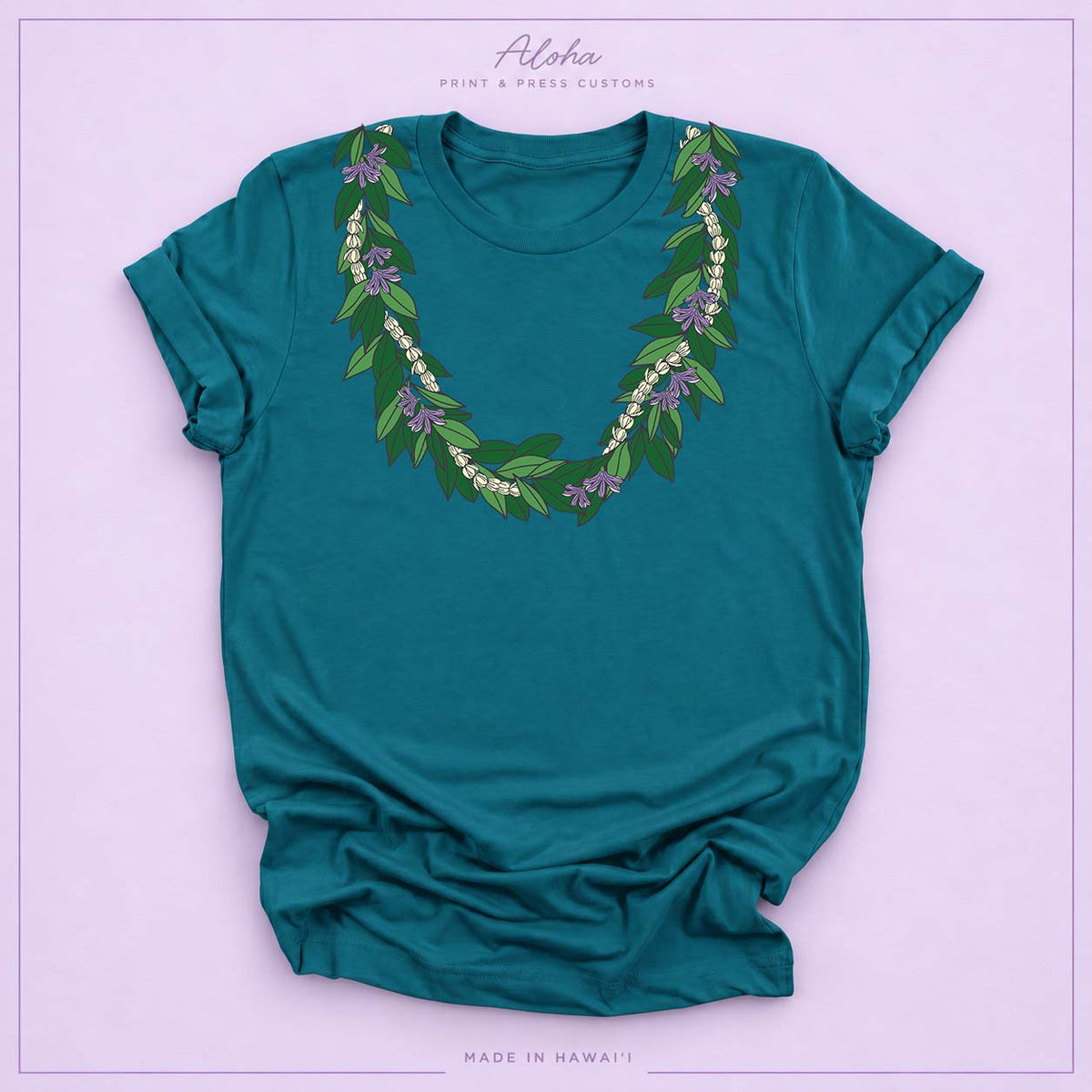 Maile Pikake Naupaka Lei Tee – Hawaiian Floral Graphic Shirt