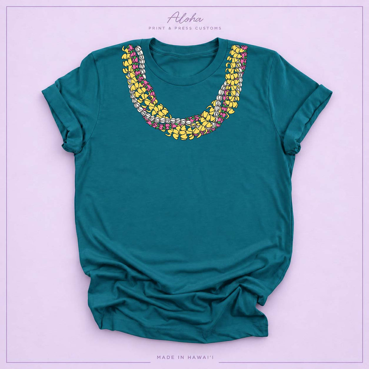 Puakenikeni, Lokelani, Pikake Lei Shirt – Hawaiian Floral Rope Lei Tee