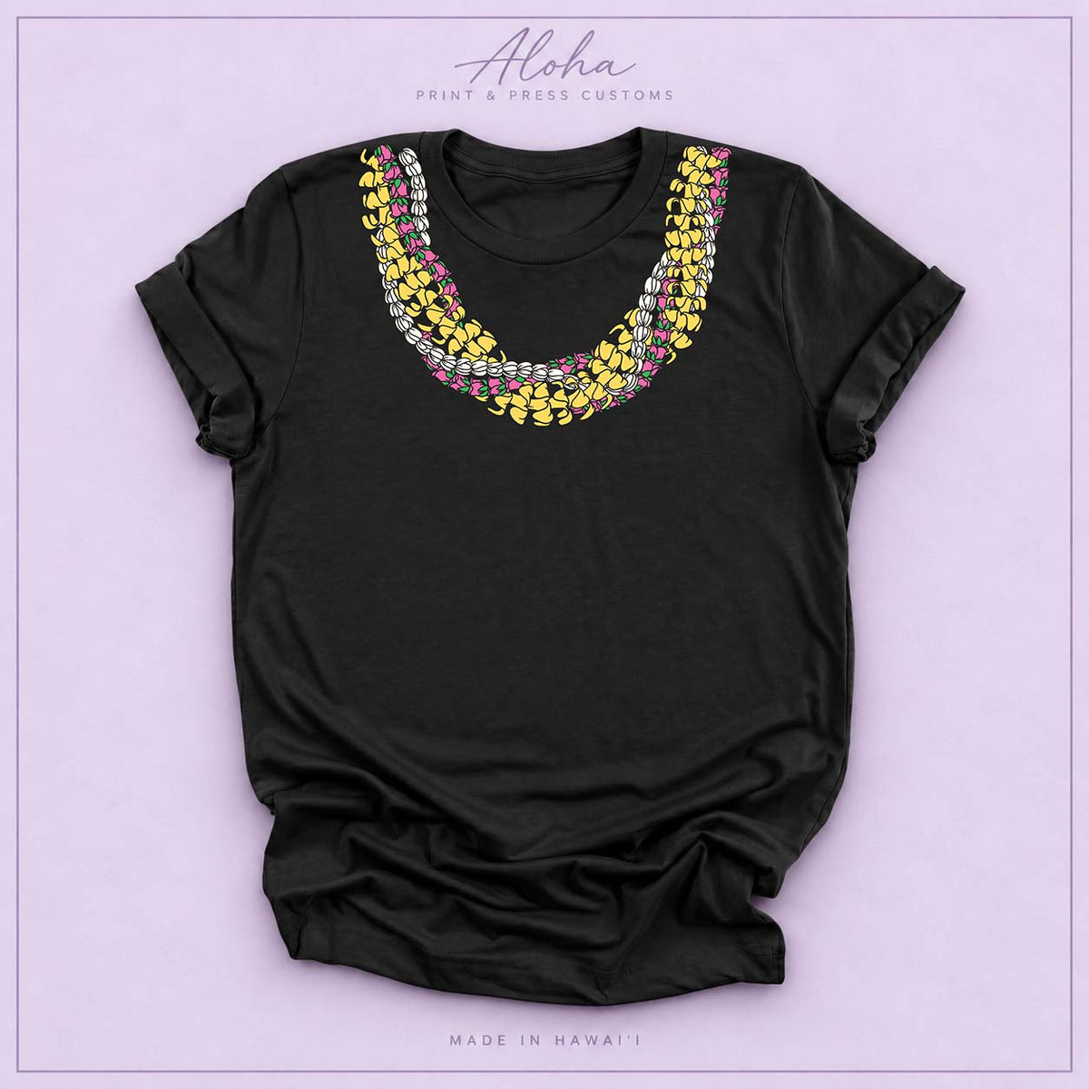 Puakenikeni, Lokelani, Pikake Lei Shirt – Hawaiian Floral Rope Lei Tee