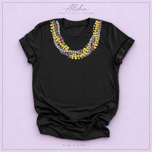 Puakenikeni, Lokelani, Pikake Lei Shirt – Hawaiian Floral Rope Lei Tee