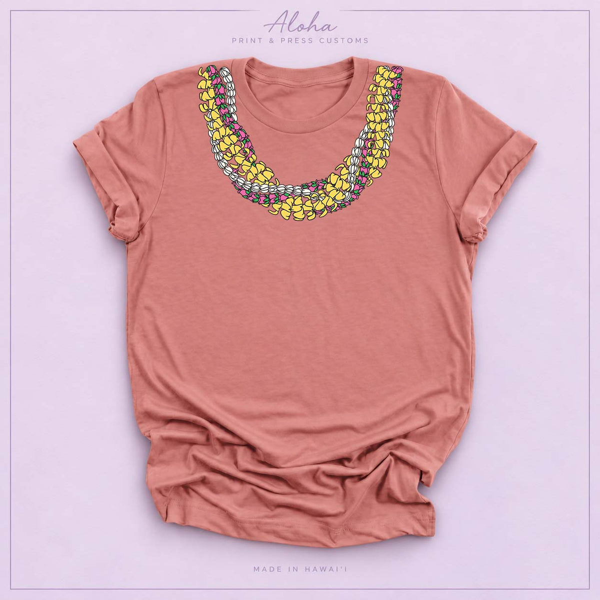 Puakenikeni, Lokelani, Pikake Lei Shirt – Hawaiian Floral Rope Lei Tee