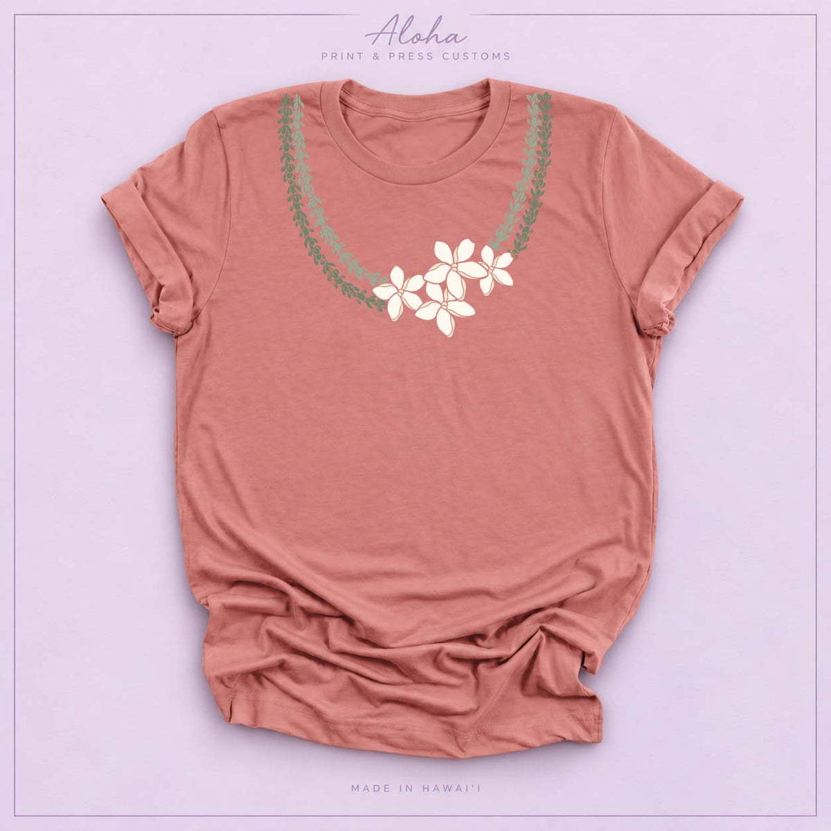 Pakalana and Pikake Hawaiian lei shirt in Mauve