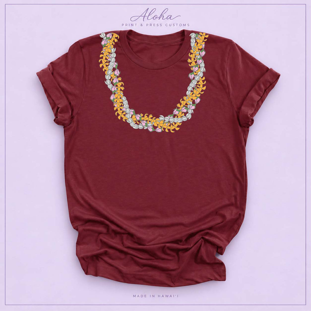 Hawaiian Triple Lei Flower Necklace Graphic Tee – Puakenikeni, Pikake, Lokelani