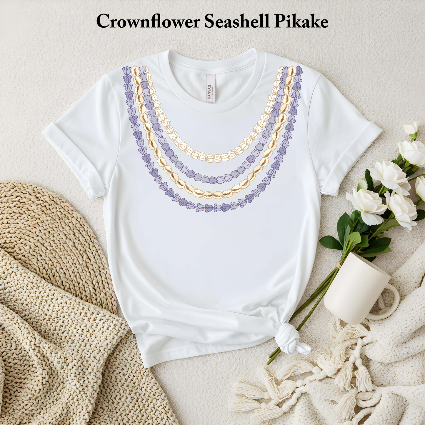 🌊 Crown flower Seashell Pikake Lei T-Shirt