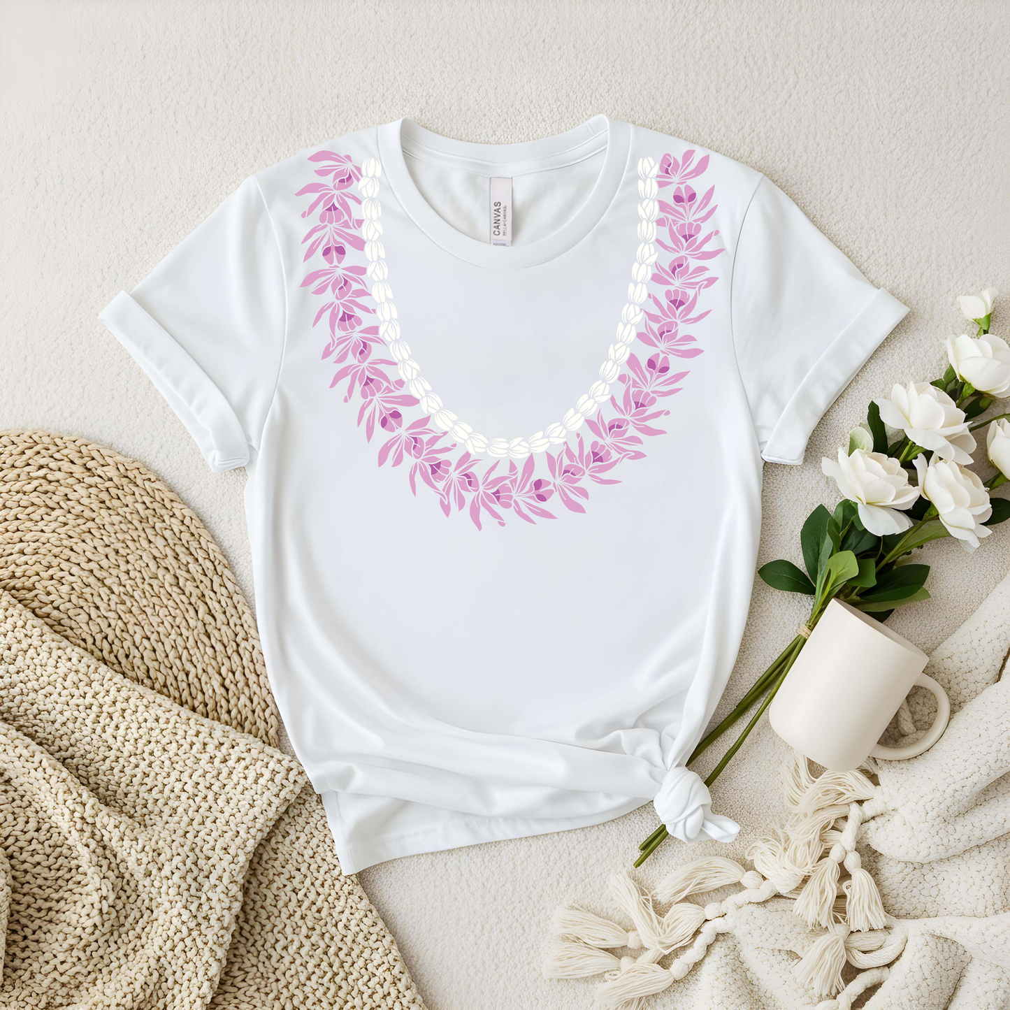 Honohono Pikake Lei Shirt – Hawaiian Floral Leaf  Tee