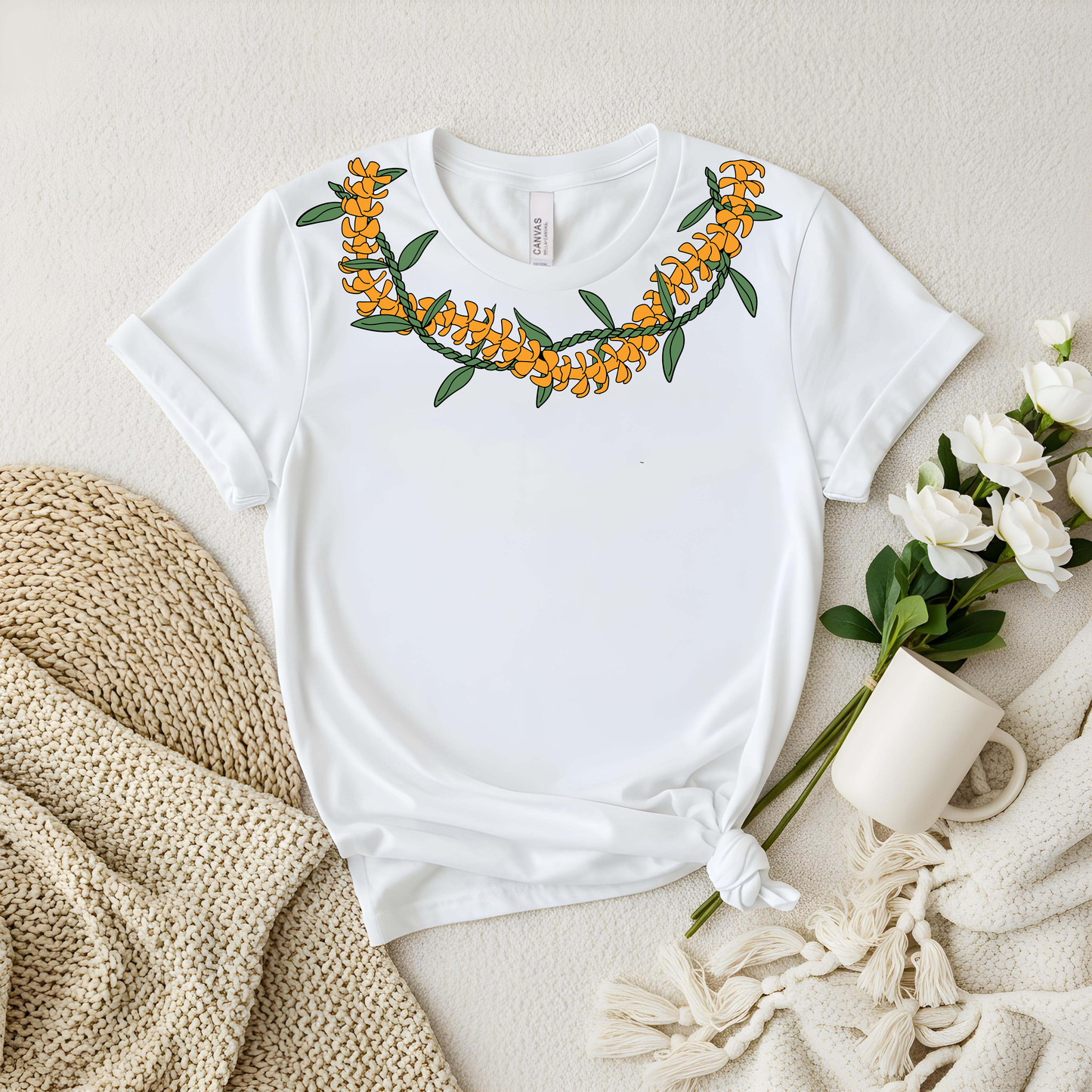 Puakenikeni Ti Leaf Lei Shirt – Hawaiian Floral Tee