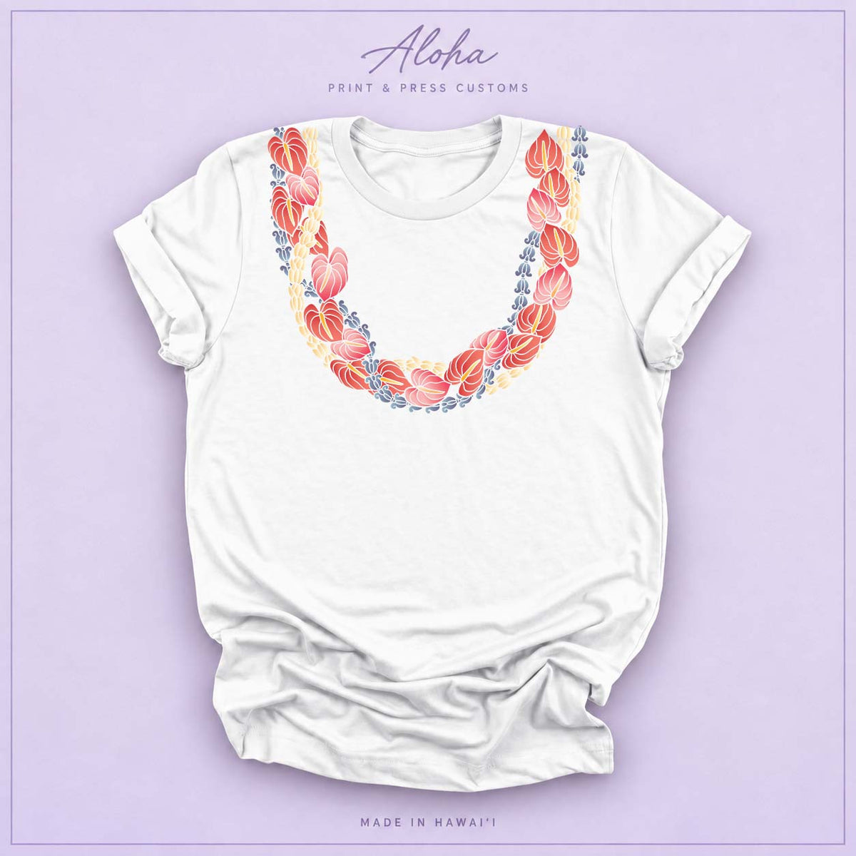 White Anthurium Crownflower Pikake Lei T-Shirt