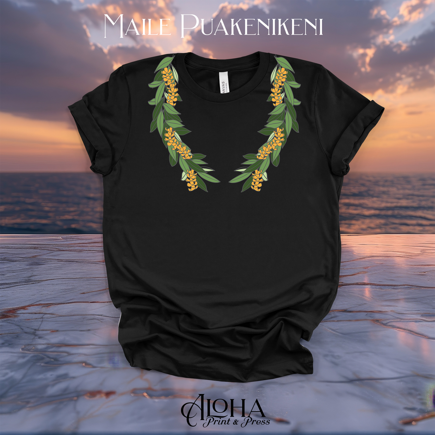 Hawaiian Maile & Puakenikeni Twist Open Lei Graphic Tee
