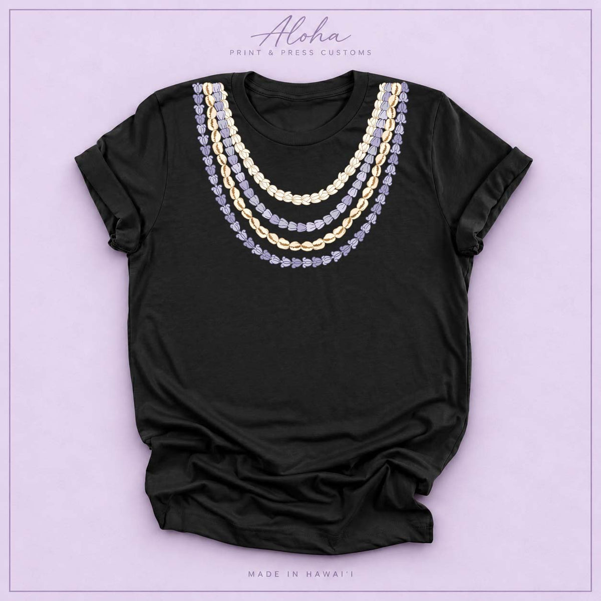 Black Crown Flower Seashell Pikake Lei T-shirt