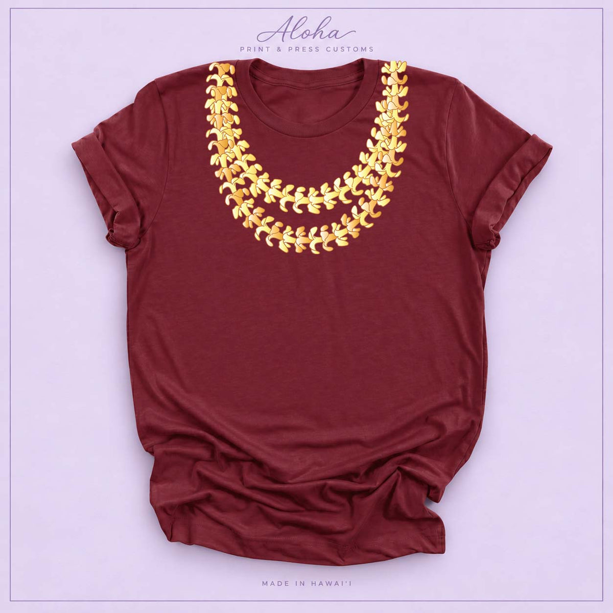 Double Puakenikeni lei T-shirt in maroon