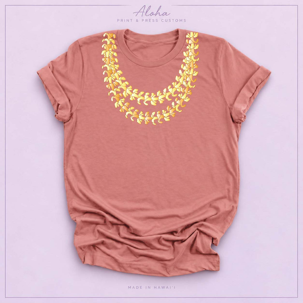 Double Puakenikeni lei T-shirt in mauve